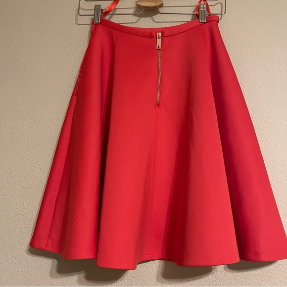 TED BAKER orange pleated‎ skater knee length skirt - Picture 5 of 12